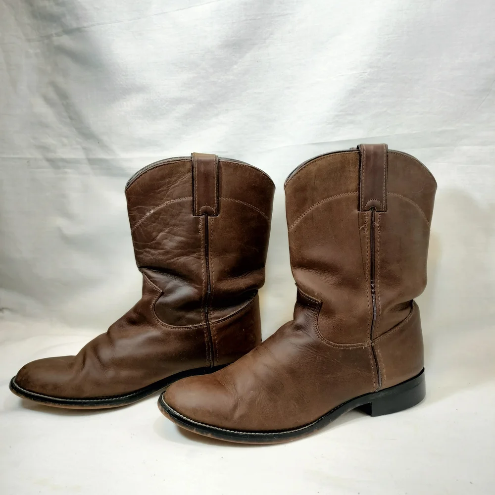 Justin Brown Leather Roper‎ Cowboy/Western Boots, Youth 5/women's 6